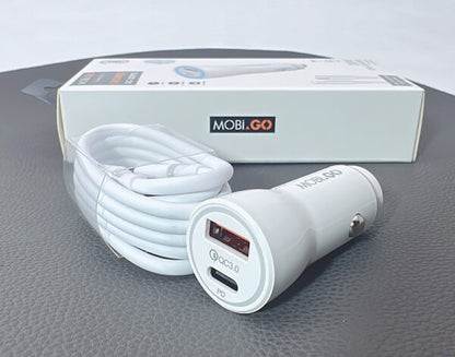 Mobigo PD 38W Car Charger With Type-C To Lightning Cable GO200PD