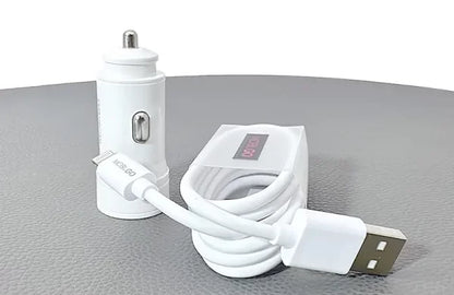 Mobigo Dual USB Fast Car Charger With Lightning Cable GO201T