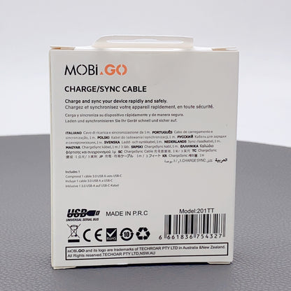 201Mobigo 1m 60W PD Type-C to Type-C cable 201TT