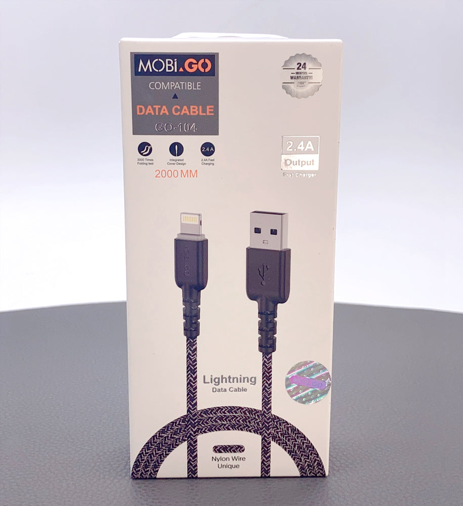 Mobigo GO-104/2M lightning fast charger braided cable