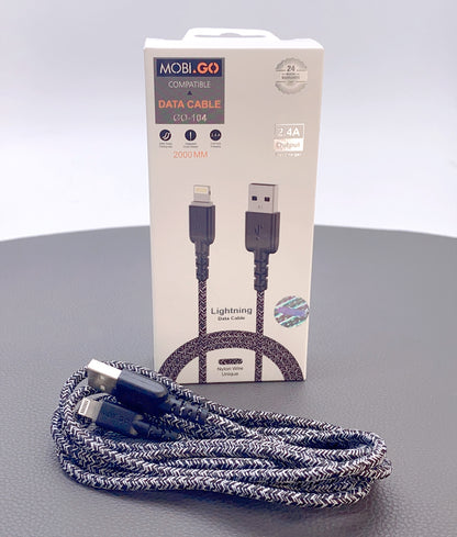 Mobigo GO-104/2M lightning fast charger braided cable