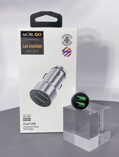 Mobigo GO-205 dual USB aluminum allog fast car charger