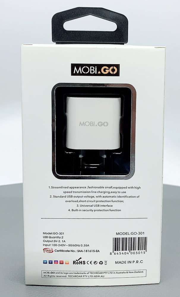 Mobigo GO-301 dual USB fast home charger